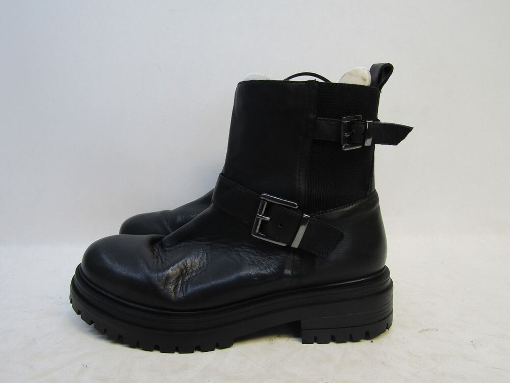 Blondo Womens Size 9 M Black Leather Zip Buckle Ankle Boots Booties
